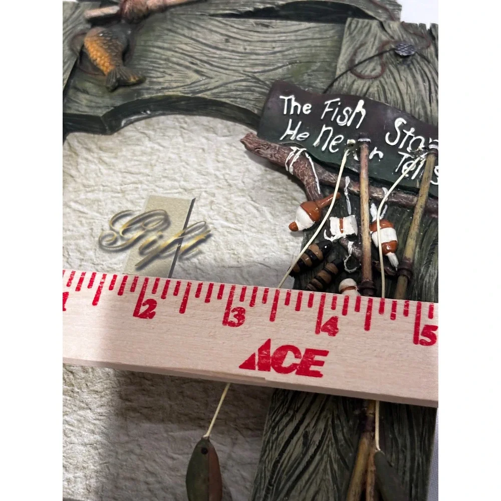 Rustic Fishing Theme Picture Frame Sit and Tell a Whopper Resin Lodge Decor 4x6
